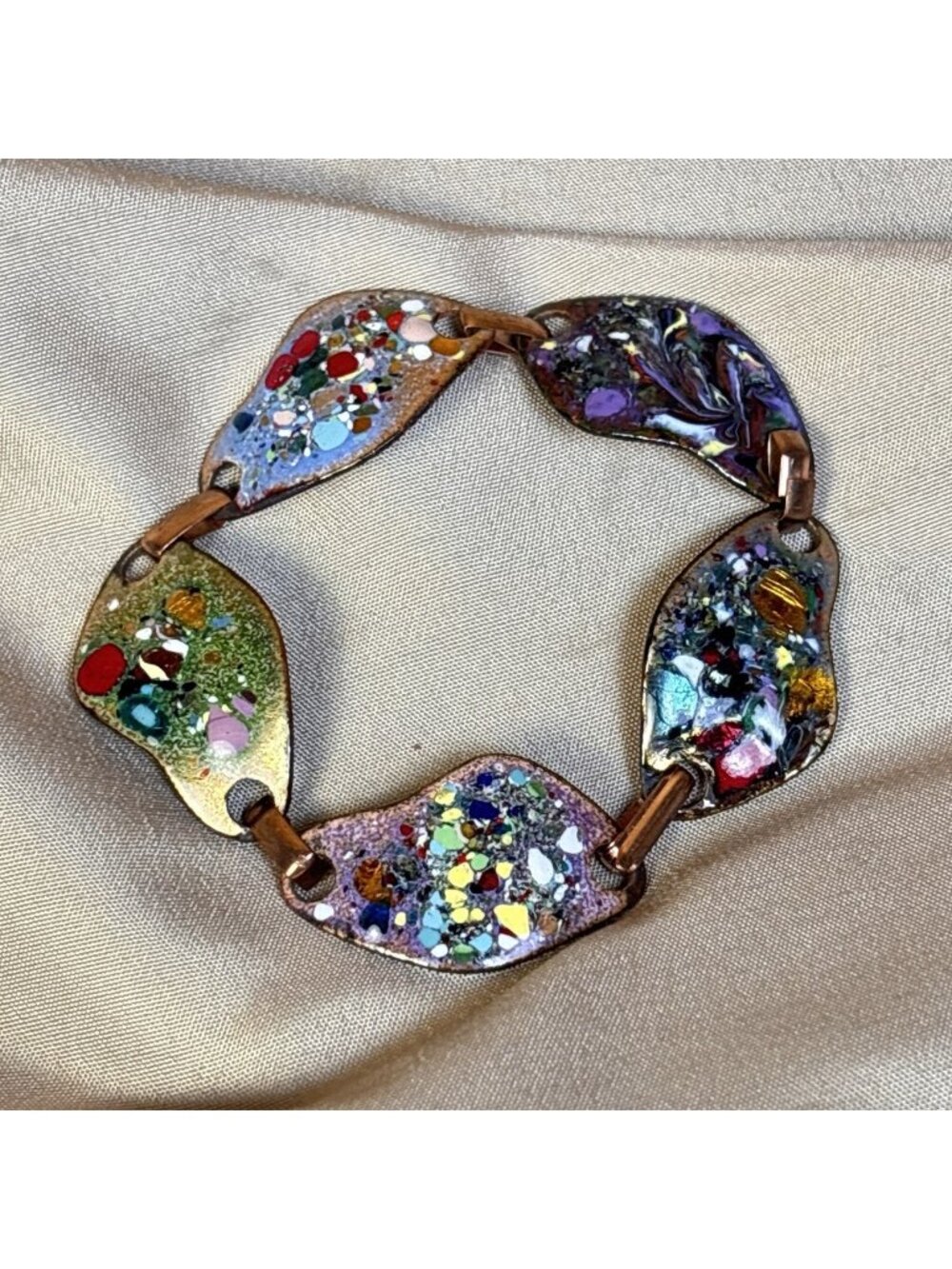 Impressionist Enamel on Copper Bracelet Jewelry artisan A8